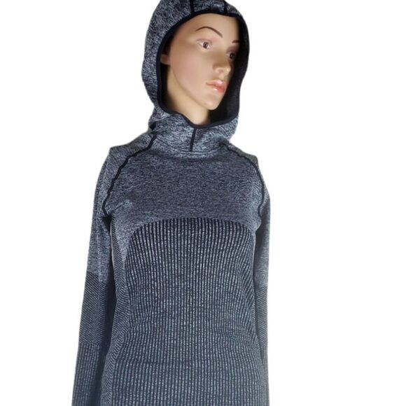 Fabletics Avaline Black & Gray Striped Hoodie - Picture 3 of 6